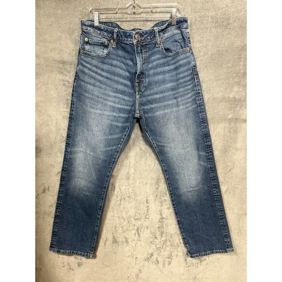 American Eagle Men's 36x30 Medium Wash Relaxed Straight Flex Jeans M - Picture 1 of 16